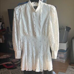 White Lace Long Sleeve Dress